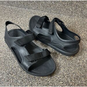 Crocs Swiftwater Black Sandal Women Sz 7 Snap Comfort Casual Open Toe Sling Back